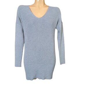 Cashmere Blend ‎ White House Black Market V Neck Ribbed Sweater Tunic XSmal Gray